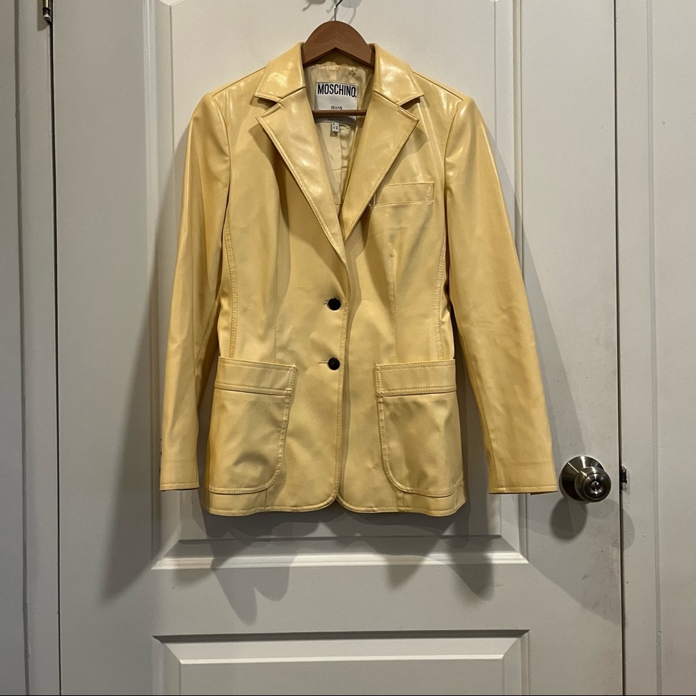 Moschino Jeans Cream Pleather Jacket View 2